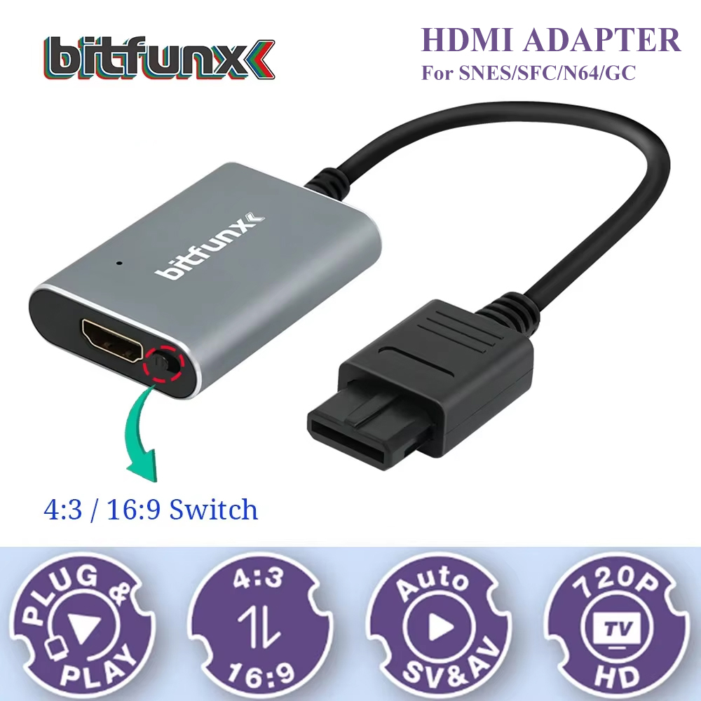 Gaming Console And Tv - Adaptador Bitfunx 720P Svideo/AV a HDMI,