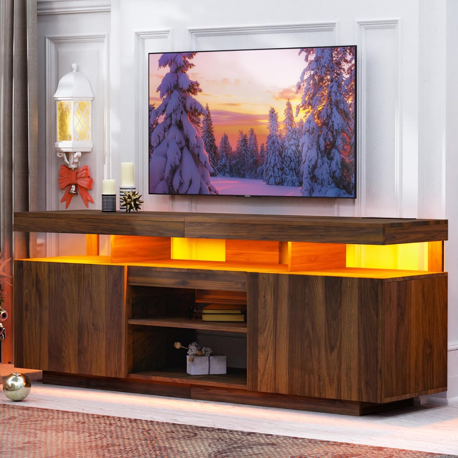 Gaming Console Entertainment Center - Soporte para TV LED con Tomas
