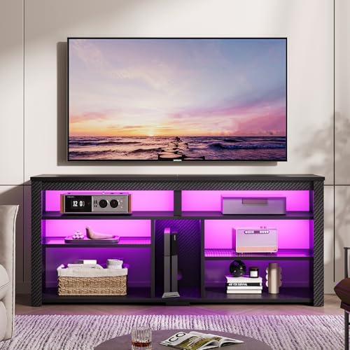 Gaming Console Entertainment Center - Soporte de TV Alto con Luces