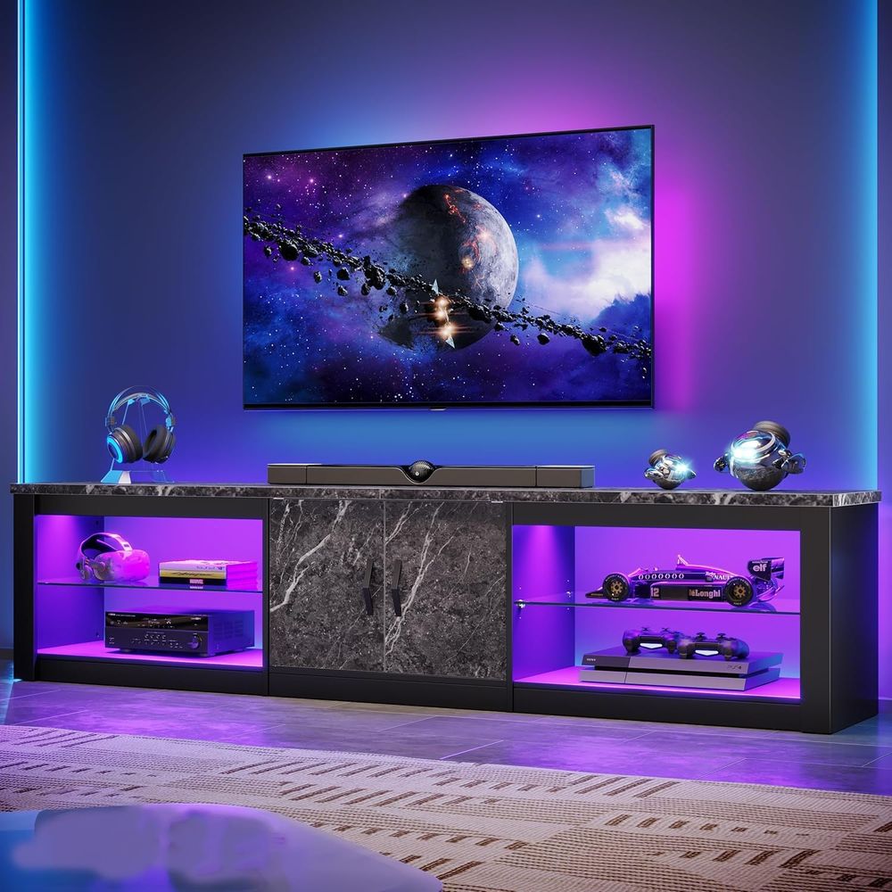 Gaming Console Entertainment Center - Soporte para TV de 80 pulgadas