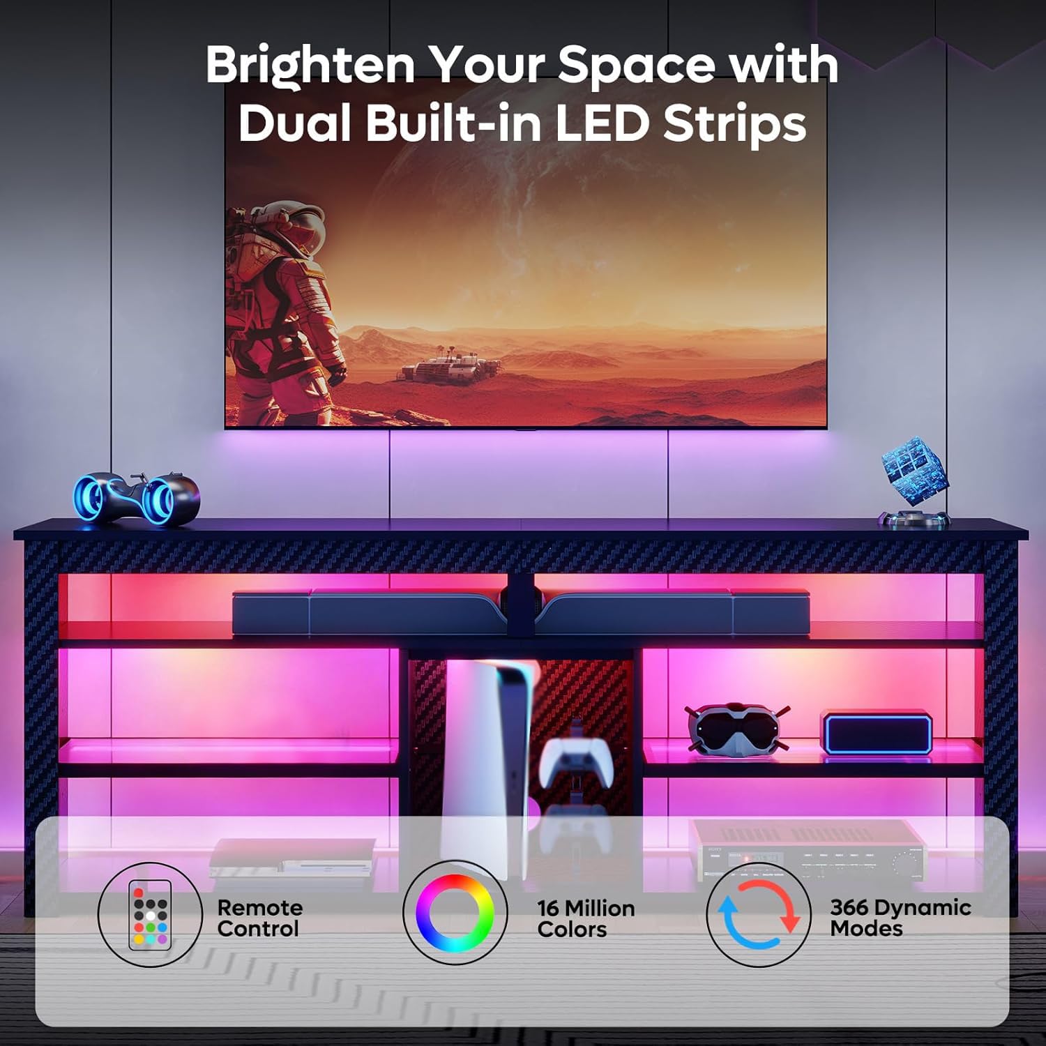 Soporte de TV alto, centro de  - Gaming Console Entertainment Center reseña y precio