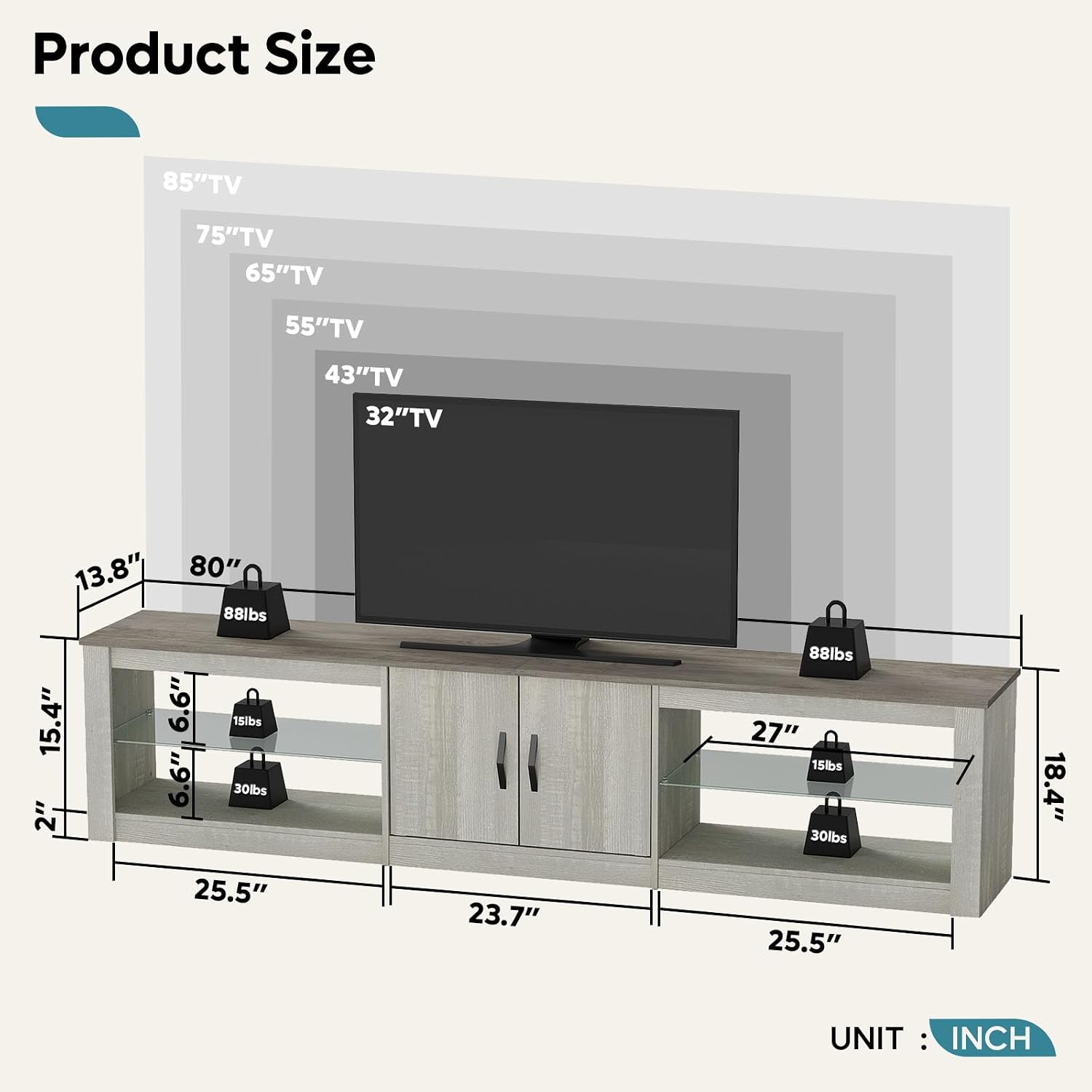 Soporte para TV de 80 Pulgadas - Gaming Console Entertainment Center reseña y precio