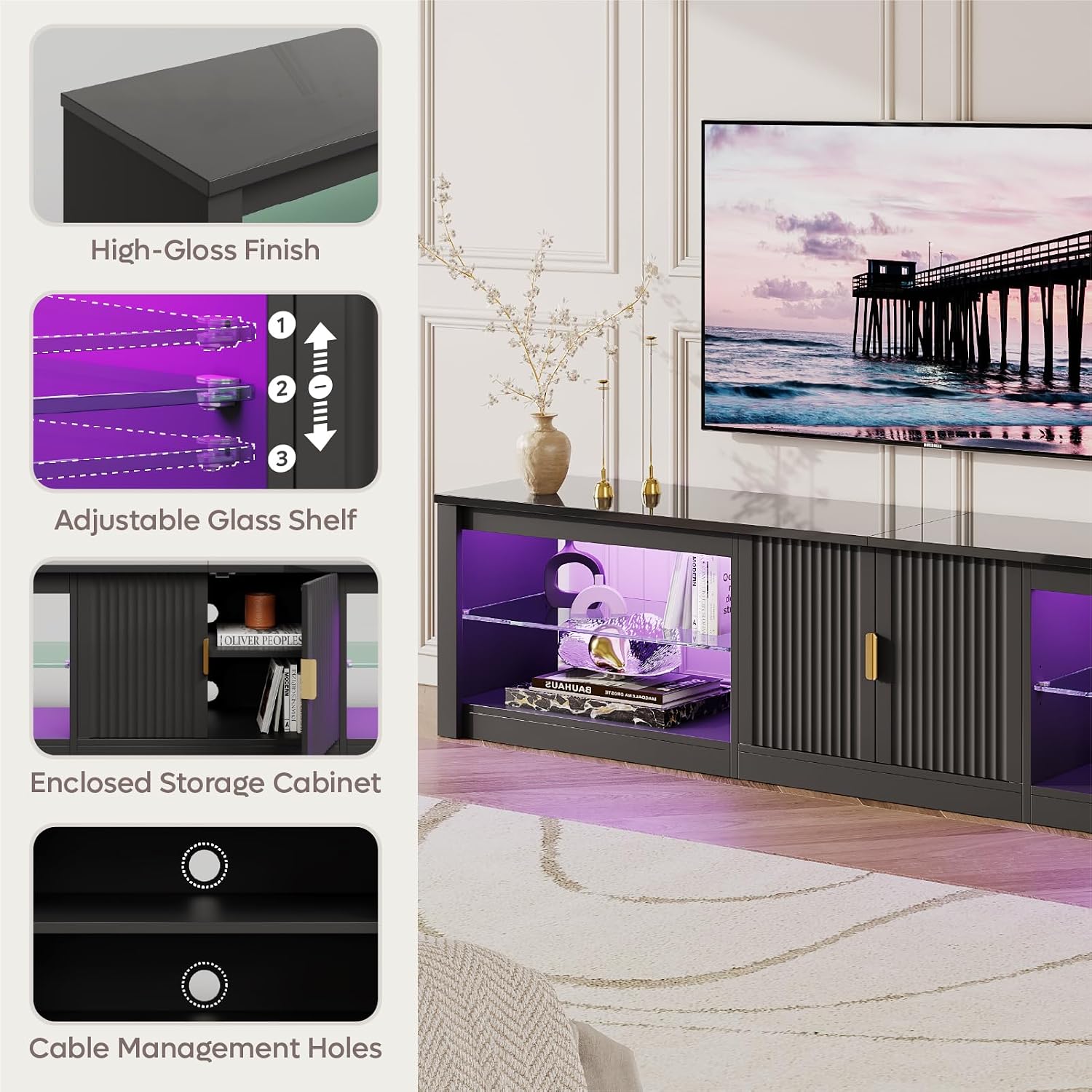 Soporte para TV de 80 Pulgadas - Gaming Console Entertainment Center reseña y precio
