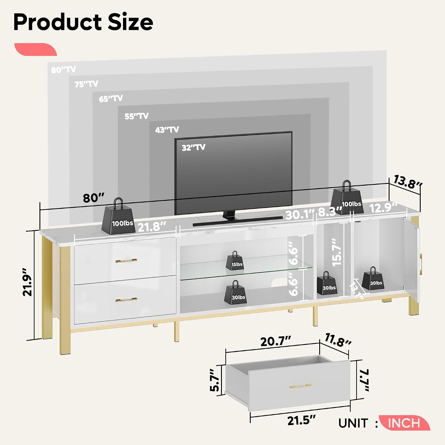 Soporte para TV de 75/80/85 pu - Gaming Console Entertainment Center reseña y precio