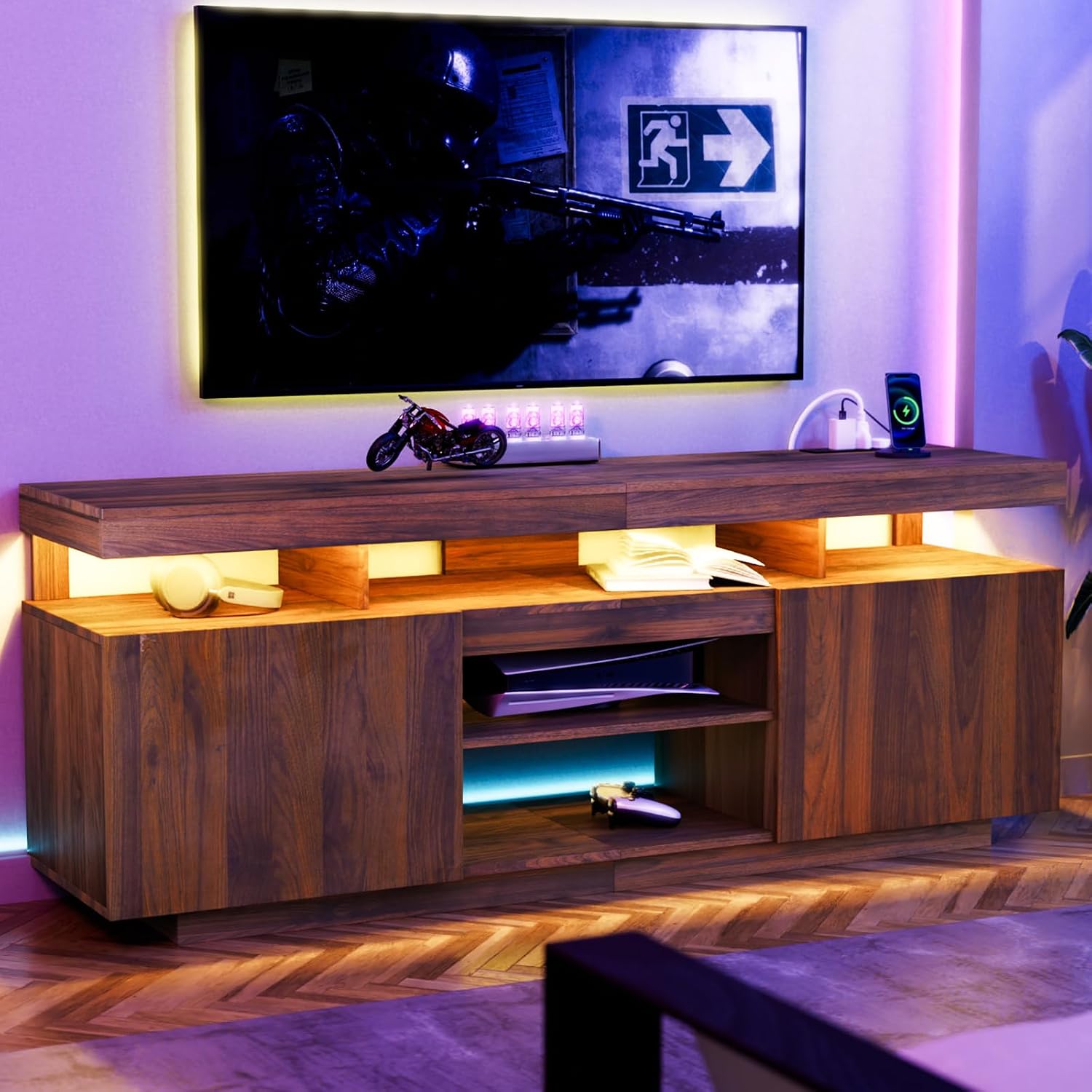 Soporte para TV LED con Tomas  - Gaming Console Entertainment Center reseña y precio