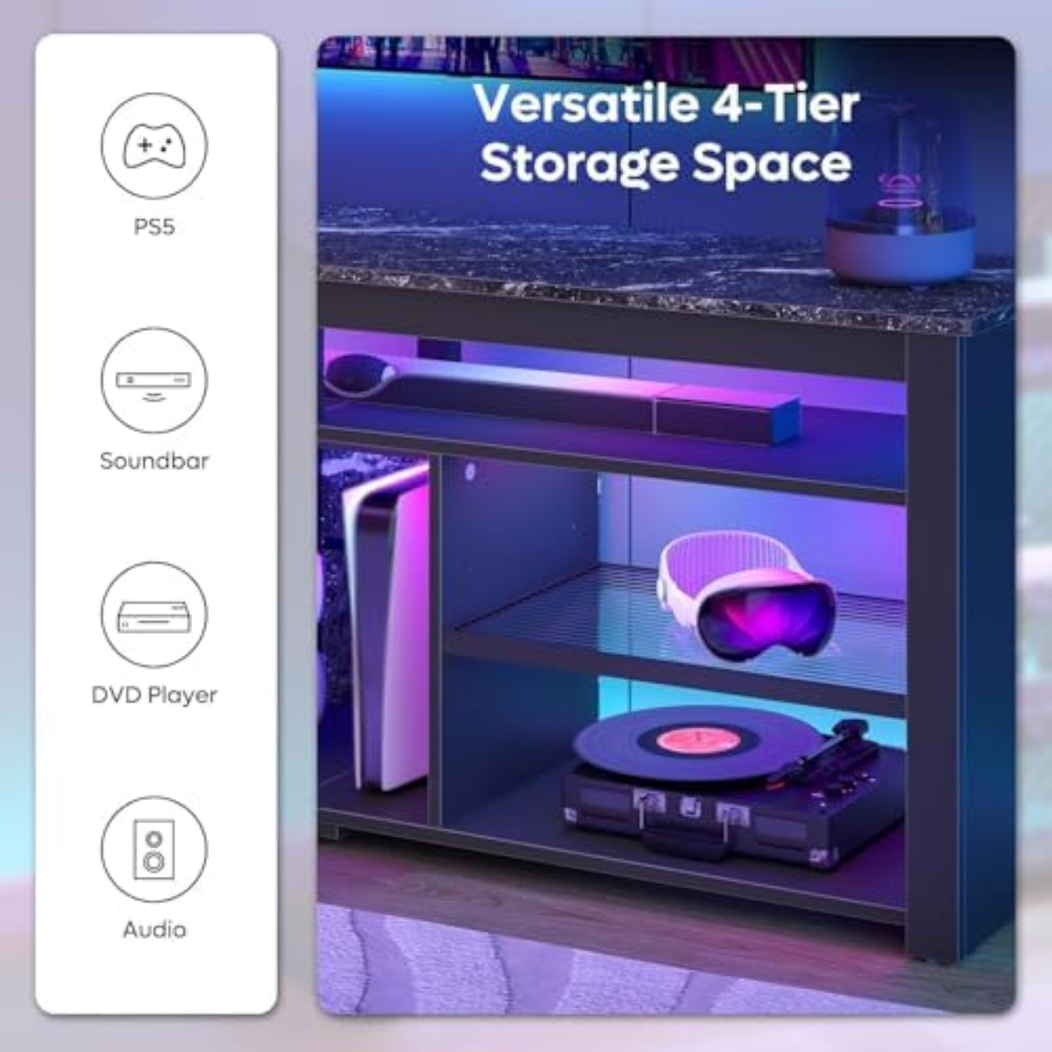 Soporte para TV de 70 pulgadas - Gaming Console Entertainment Center reseña y precio