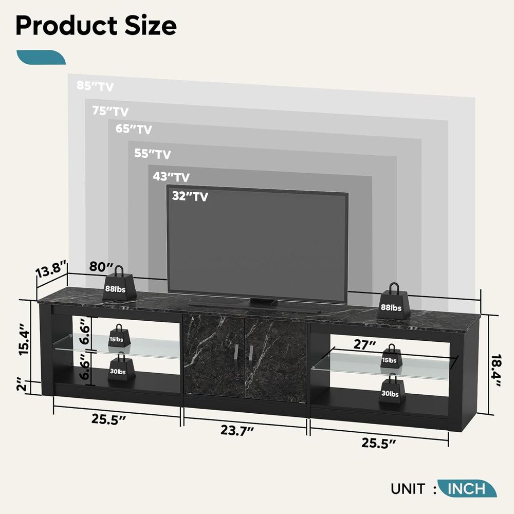 Soporte para TV de 80 pulgadas - Gaming Console Entertainment Center reseña y precio