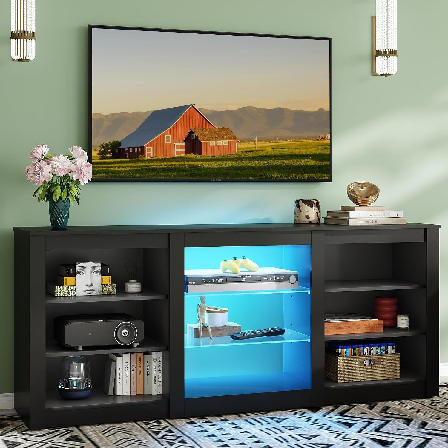 Mueble de TV Moderno, Centro d - Gaming Console Entertainment Center reseña y precio
