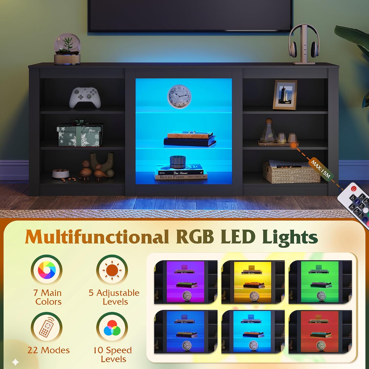 Mueble de TV Moderno, Centro d - Gaming Console Entertainment Center reseña y precio