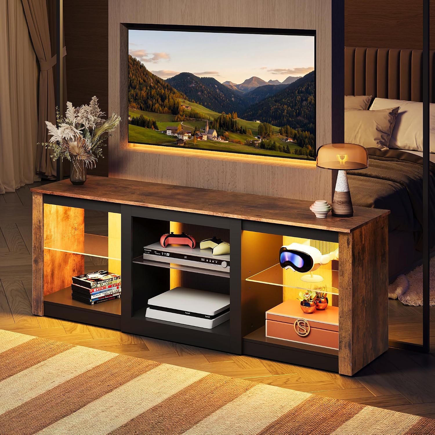 Mueble para TV LED con Estante - Gaming Console Entertainment Center reseña y precio