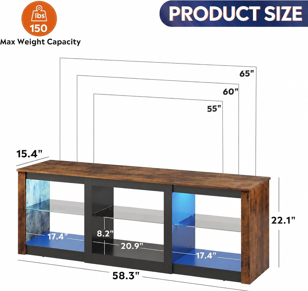 Mueble para TV LED con Estante - Gaming Console Entertainment Center reseña y precio